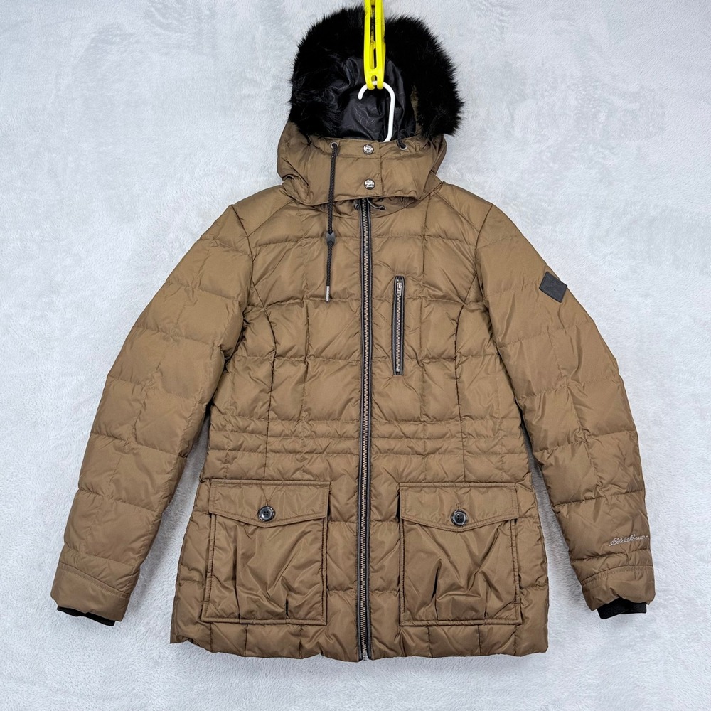 Eddie Bauer Yukon Classic 2.0 Down Jacket Womens Small Quilted Faux Fur Hood
